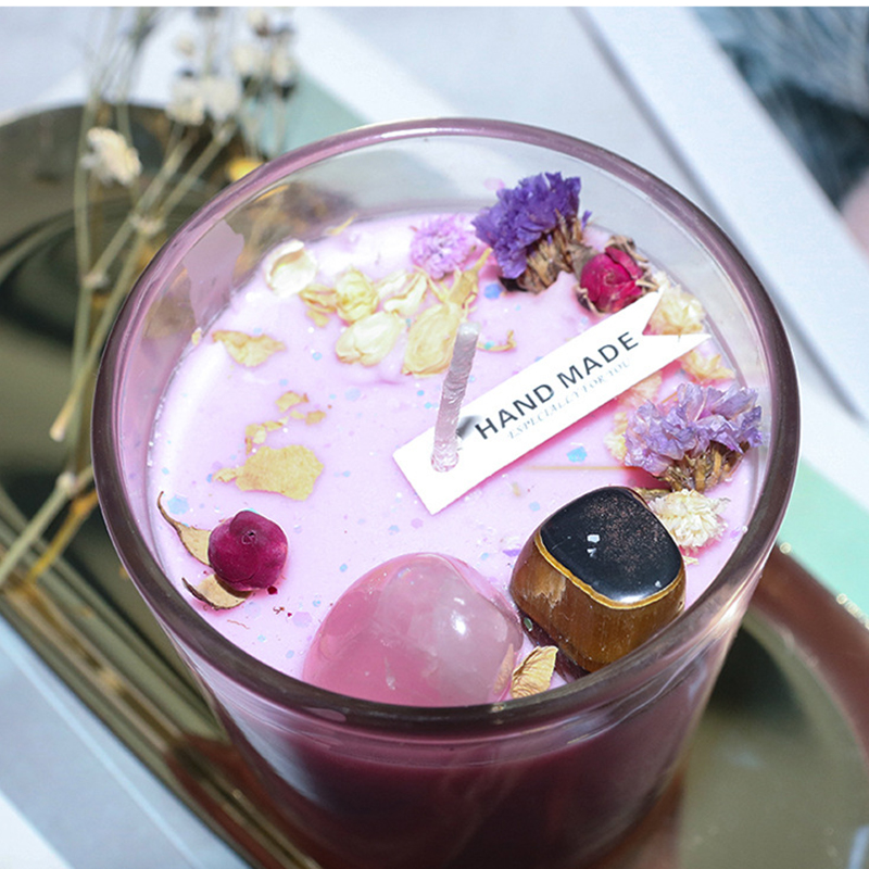 100 г Домашний декор, соевый воск ручной работы, ароматерапия, экологически чистый высокий кристаллический камень, ароматическая свеча с сухим цветком для вечеринок, подарок на день рождения